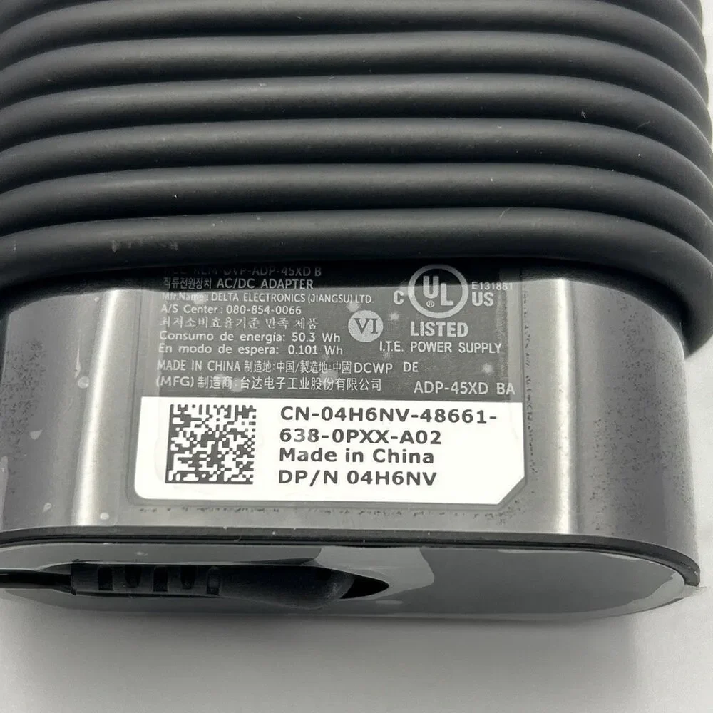 Dell 45W USB-C Slim AC Adapter Charger 0H46NV for XPS 13 9333 9343 9350 9360 NEW